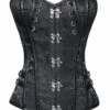 Corset Gothique En Tissu Brocarde Noir -Spiral Boutique 011 900