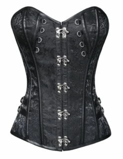 Corset Gothique En Tissu Brocarde Noir