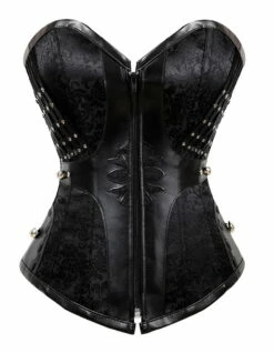 Corset Gothique En Tissu Brocarde Noir