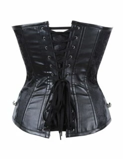 Corset Gothique En Tissu Brocarde Noir -Spiral Boutique 1213 900