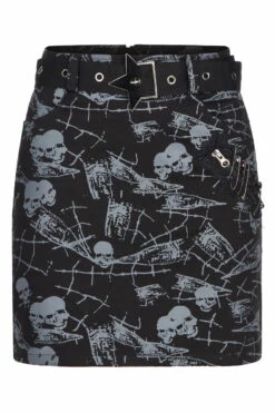 Mini Jupe PUNK RAVE 'goth Skulls' -Spiral Boutique 2608039064202503580500461 900