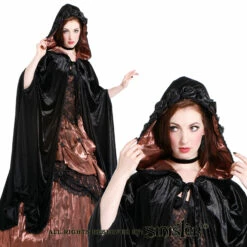 Cape Gothique SINISTER Noire Et Cuivre 5 Cape Gothique SINISTER Noire Et Cuivre -Spiral Boutique 344 ghoticcapewithsatinrosesbysinister 6 900