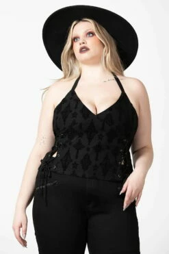 Top KILLSTAR 'Aria' 10 Top KILLSTAR 'Aria' -Spiral Boutique aria flocked halter top plus w d x1600 900