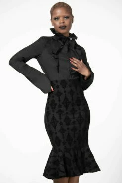 Jupe Gothique KILLSTAR 'candence' -Spiral Boutique candence flocked midi skirt w b x1600 900