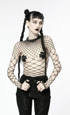 Haut Gothique En Tissu Mesh Grosses Mailles