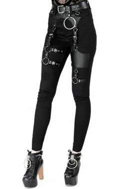 Pantalon RESTYLE 'gothic Harness Jean' -Spiral Boutique eng pl black gothis harness jeans 2041 5 900