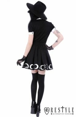 Chemisier Occulte Manches Courtes RESTYLE -Spiral Boutique eng pl white collar with embroidery gothic blouse moon child shirt 1605 14 900