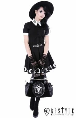 Chemisier Occulte Manches Courtes RESTYLE -Spiral Boutique eng pl white collar with embroidery gothic blouse moon child shirt 1605 8 900