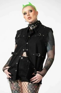 Veste Sans Manches KILLSTAR 'Ervin' -Spiral Boutique ervin button up vest w b x1600 900