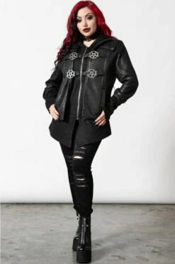 Veste Unisexe KILLSTAR 2 En 1 'Faustus' 9 Veste Unisexe KILLSTAR 2 En 1 'Faustus' -Spiral Boutique faustus hood jacket c x1600 900