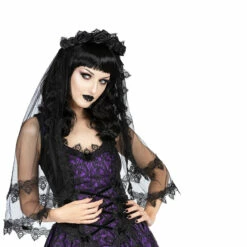 Voile Gothique SINISTER En Tulle -Spiral Boutique h030 black mesh gothic veil by sinister 01 900