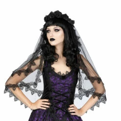Voile Gothique SINISTER En Tulle -Spiral Boutique h030 black mesh gothic veil by sinister 02 900