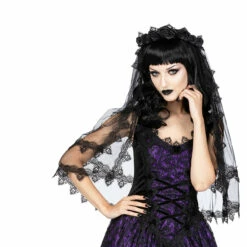 Voile Gothique SINISTER En Tulle -Spiral Boutique h030 black mesh gothic veil by sinister 03 900