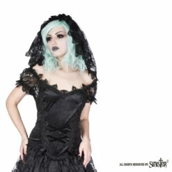 Voile Gothique SINISTER En Dentelle -Spiral Boutique h056 black gothic lace veil by sinister 01 900