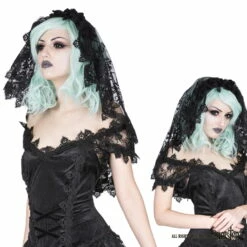 Voile Gothique SINISTER En Dentelle -Spiral Boutique h056 black gothic lace veil by sinister 900