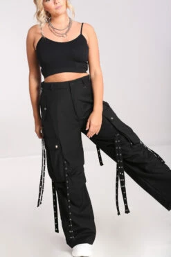 Pantalon Baggy Femme HELL BUNNY 'Kraken' -Spiral Boutique hlb50237 kraken trousers blk 01 900