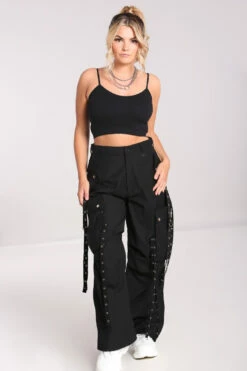 Pantalon Baggy Femme HELL BUNNY 'Kraken' -Spiral Boutique hlb50237 kraken trousers blk 04 900