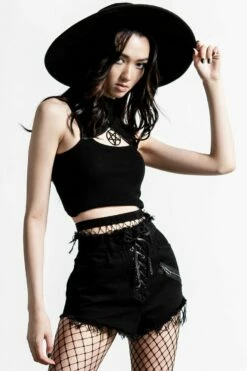 Short Femme KILLSTAR 'lil Devil' -Spiral Boutique lil devil denim shorts b x1600 900