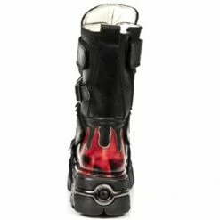 Bottes Cuir Noir Et Rouge New Rock M.149-C1 -Spiral Boutique new rock m 149 c1 5 zoom