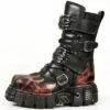 Bottes Cuir Noir Et Rouge New Rock M.149-C1 -Spiral Boutique new rock m 149 c1 zoom
