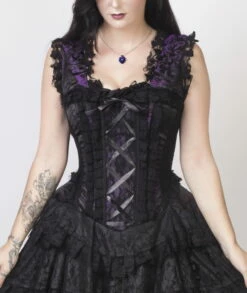 Robe Gothique BURLESKA 'ophelie Pourpre' -Spiral Boutique ophelie dress purple king brocade 2 1 900