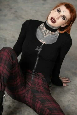 Pantalon KILLSTAR 'tartanarchist' -Spiral Boutique tartanarchist trousers crimson w b x1600 900