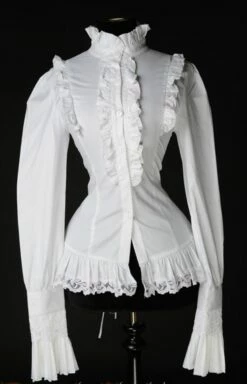 Chemisier Gothique Victorien Blanc -Spiral Boutique white ruffle blouse 14 900